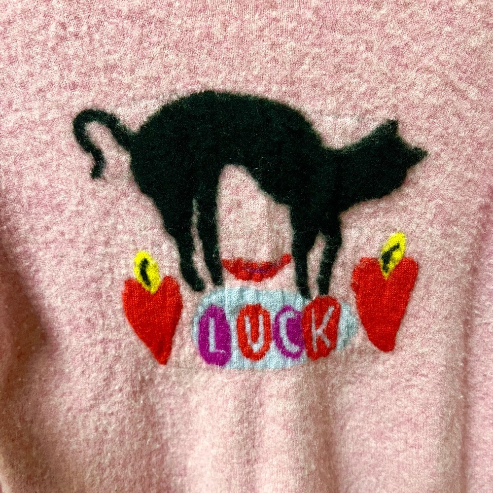 Anthropologie 🐈‍⬛💗 Nathalie Lete Cashmere Cat Sweater - Picture 4 of 5